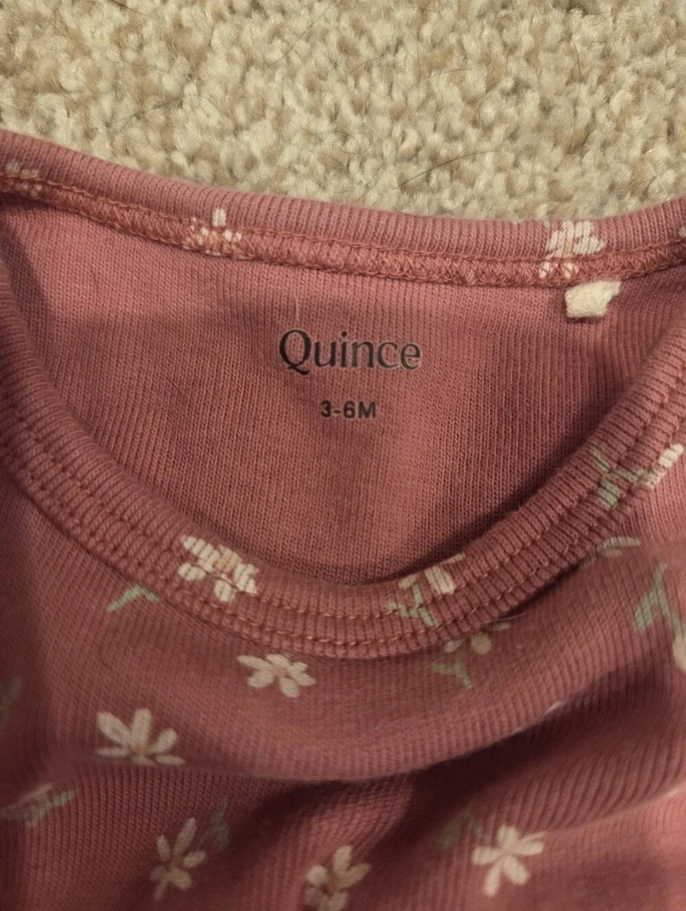 Quince Baby Ribbed Floral Print One-Piece | Size 3-6M